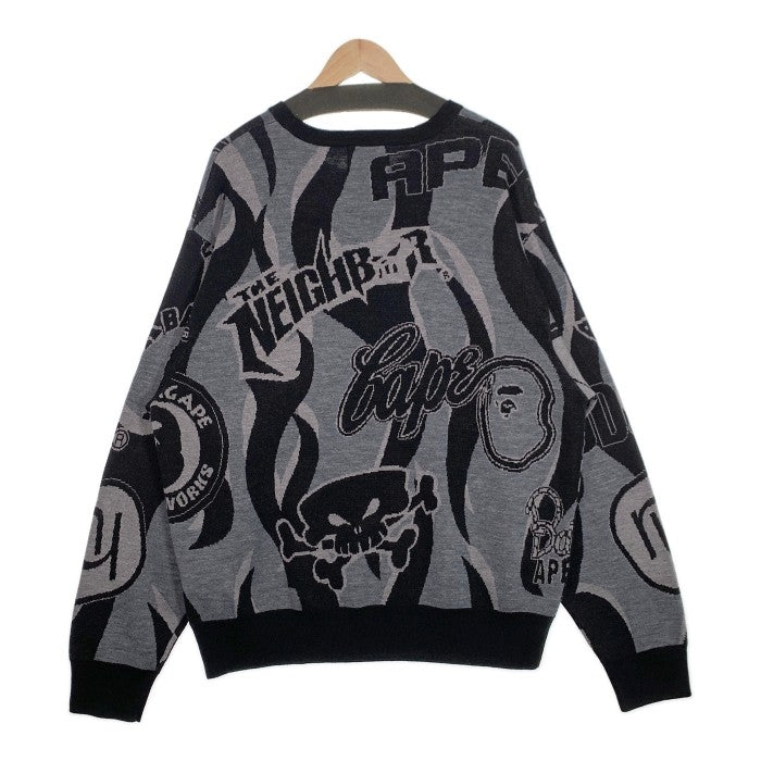 A BATHING APE アベイシングエイプ NEIGHBORHOOD ネイバーフッド RELAXED FIT KNIT ニットセーター ブラック Size XL 福生店