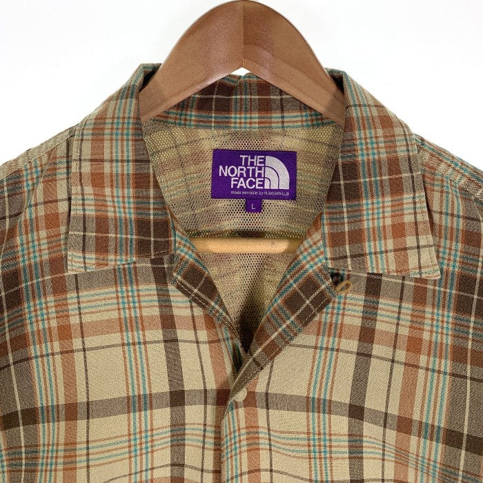 THE NORTH FACE PURPLE LABEL ノースフェイス パープルレーベル 21SS Madras Field H/S Shirt マドラスチェック ハーフスリーブシャツ スナップボタン ベージュ NT3107N Size L 福生店