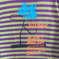 STUSSY ステューシー 1140117 Flower Stripe 長袖Tシャツ ボーダー パープル グリーン sizeL 瑞穂店