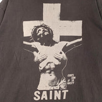 SAINT Mxxxxxx セントマイケル 22SS DMJ SS TEE キリスト プリント Tシャツ ブラック 加工 SM-S22-0000-016 Size XL 福生店