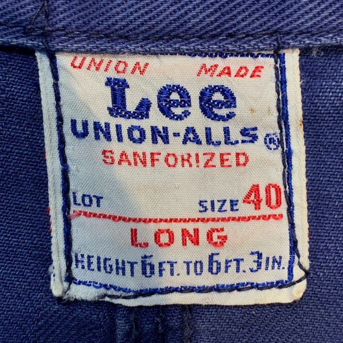 50's~ Lee リー UNION-ALLS ヘリンボーン オールインワン つなぎ ネイビー MRなし Size 40 LONG 福生店