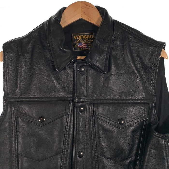 VANSON バンソン レザートラッカージャケット ベストカスタム ブラック Size 42 福生店