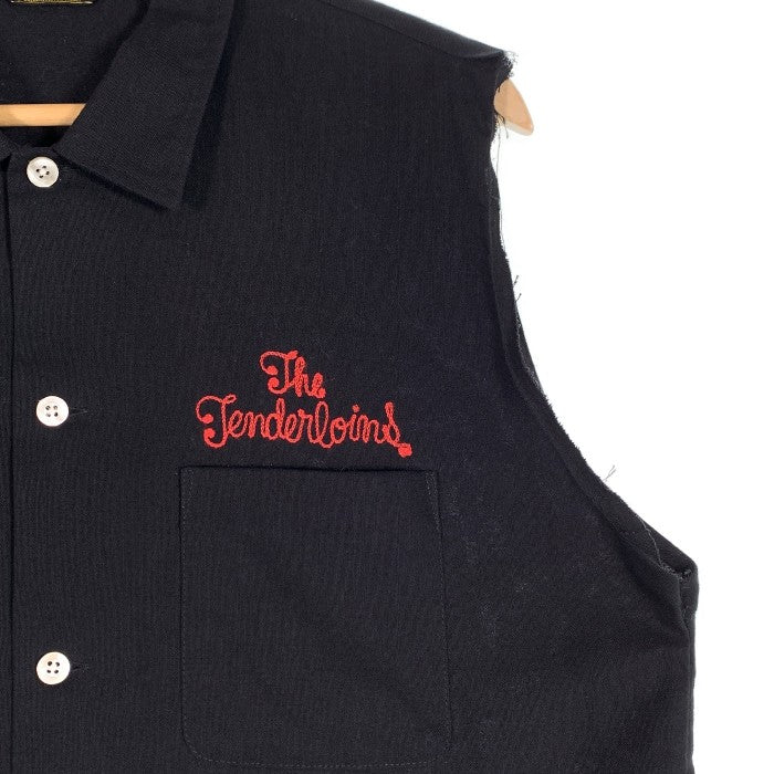 TENDERLOIN テンダーロイン チェーンステッチ刺繡ロゴ シャツ 袖カット