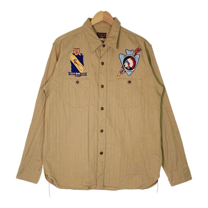 BUZZ RICKSON’S バズリクソンズ BR27489 SQUADRON 長袖ヘリンボーン ツイル コントラクトシャツ キャメル size17-17 1/2 瑞穂店