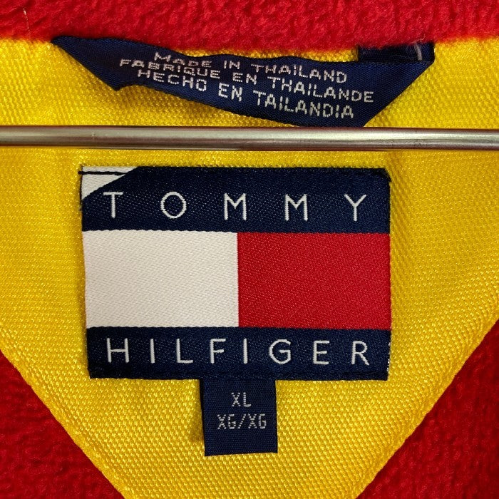 TOMMY HILFIGER トミーヒルフィガー 90s マルチカラー 内側フリース ナイロンジャケット マウンテンパーカー ネイビー×グリーン×イエロー sizeXL 瑞穂店