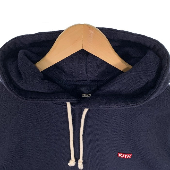 KITH キス スモールボックスロゴ プルオーバースウェットパーカー ネイビー Size L 福生店