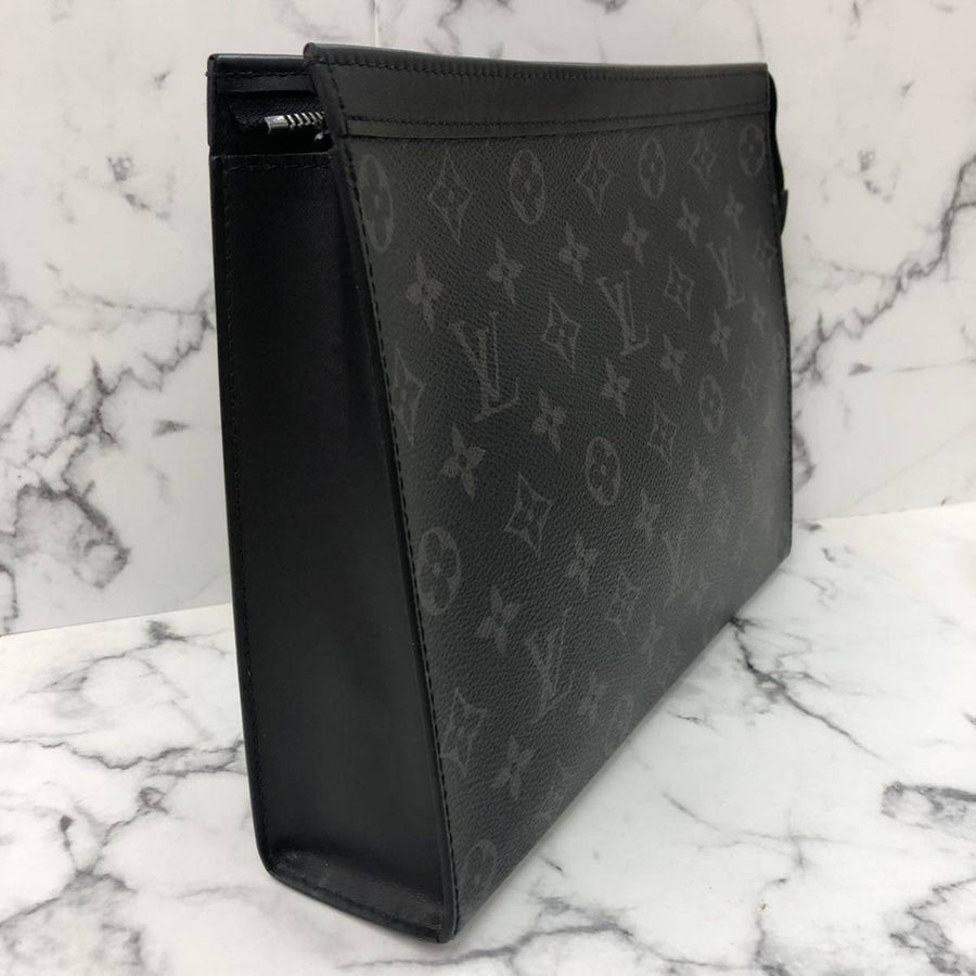 LOUIS VUITTON ルイ ヴィトン ポシェット・ヴォワヤージュＭＭ モノグラム・エクリプス Ｍ61692 ＲＦＩＤタグ クラッチバッグ セカンドバッグ ブラック 瑞穂店