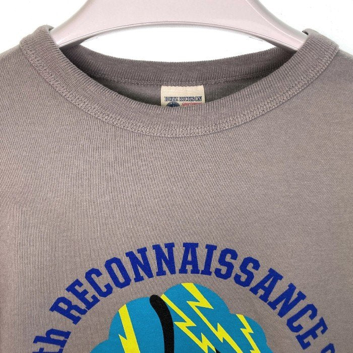 BUZZ RICKSON’S バズリクソンズ 13th RECONNAISSANCE.SQ. プリント ロングスリーブTシャツ グレー Size XL 瑞穂店