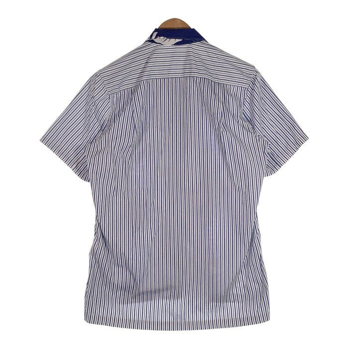 COMME des GARCONS SHIRT コムデギャルソンシャツ パッチワーク 開襟シャツ ハイビスカス チェック ボーダー ブルー S24063 Size M 福生店