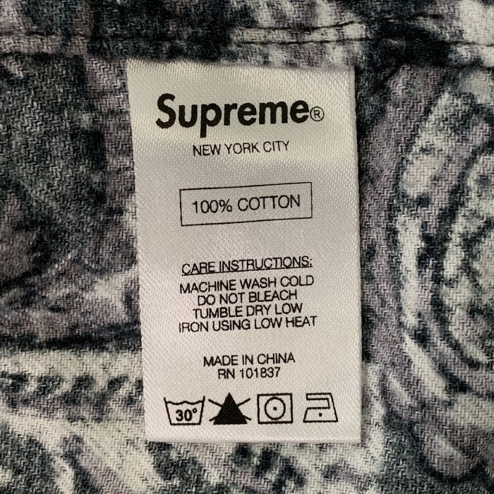 SUPREME シュプリーム 16AW Broken Paisley Flannel Zip Shirt ブロークンペイズリー フランネルジップシャツ  ブラック Size M 福生店