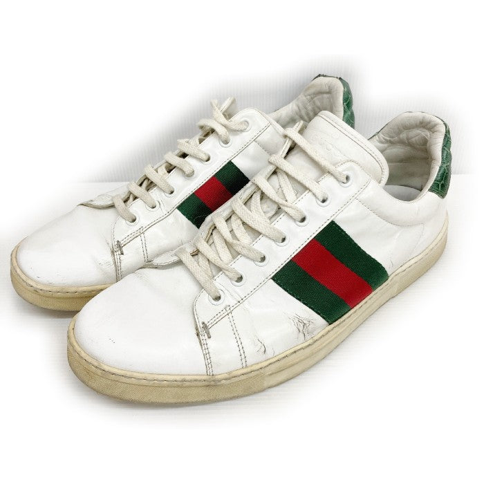 GUCCI グッチ シェリーライン ヒールクロコ レザースニーカー ホワイト size7・1/2 瑞穂店