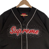 SUPREME シュプリーム 20AW Rhinestone Baseball Jersey ラインストーン ベースボールシャツ ブラック Size M 福生店