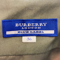 BURBERRY BLUE LABEL バーバリーブルーレーベル パフスリーブ ワンピース ベルト付 チェック カーキ size36 瑞穂店