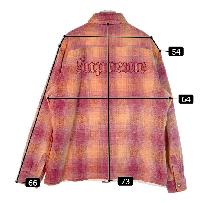 SUPREME シュプリーム 22AW Shearling Lined Flannel Shirt シアリング ライン フランネル シャツ ピンク オレンジ sizeL 瑞穂店