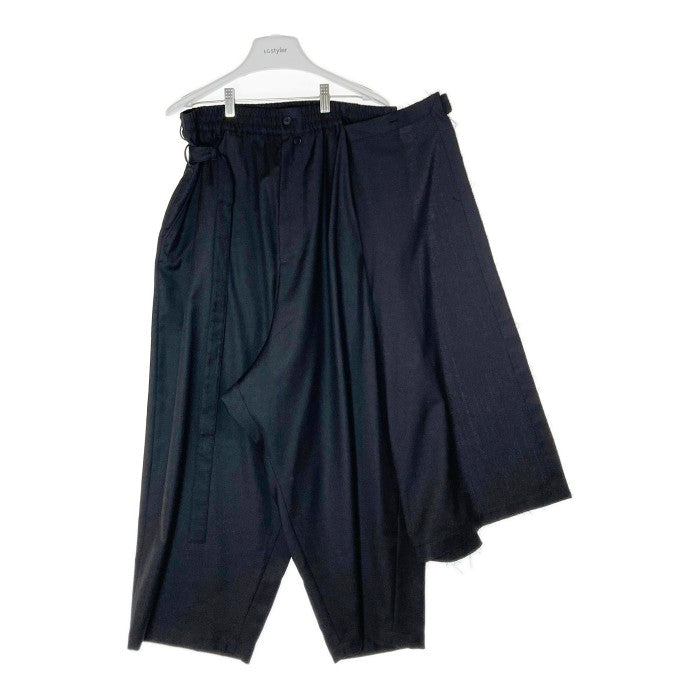 YOHJI YAMAMOTO ヨウジヤマモト UU-P09-101-1-03 S'YTE T/W GABARDINE LEFT WRAP PANTS ギャバジン レフト ワープパンツ ブラック size3 瑞穂店