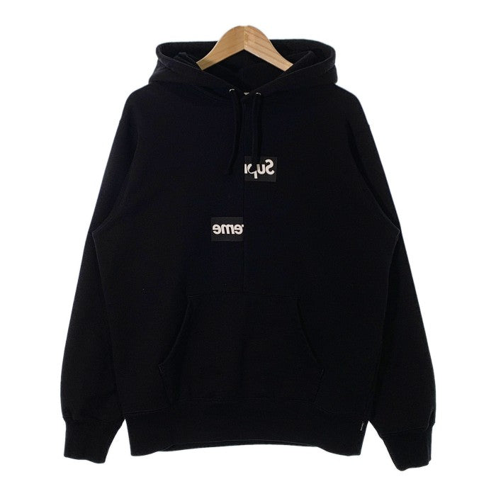 SUPREME シュプリーム 18AW COMME des GARCONS SHIRT コムデギャルソンシャツ Split Box Logo Hooded Sweatshirts スプリット ボックスロゴ スウェットパーカー ブラック Size M 福生店