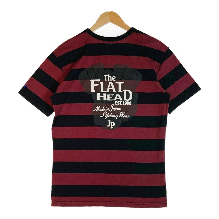 THE FLAT HEAD フラットヘッド ボーダーTシャツ 臙脂 レッド × ブラック size42 瑞穂店