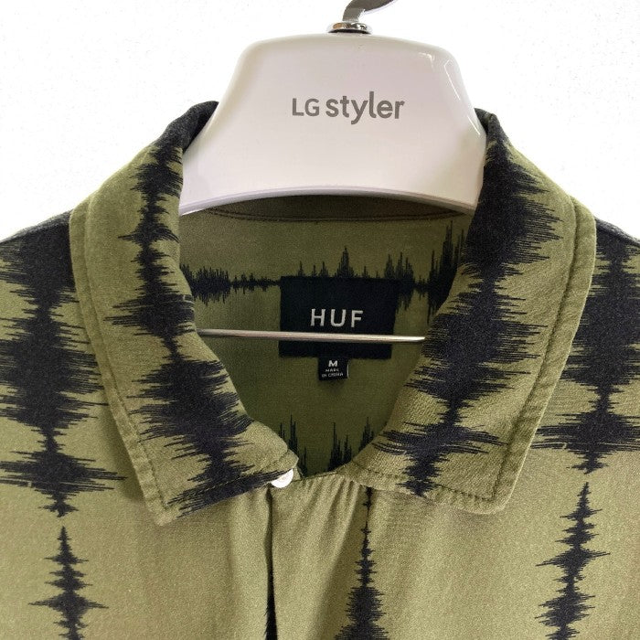 HUF ハフ 半袖シャツ BU00176 SEISMOGRAM RESORT SHIRT 開襟シャツ グリーン sizeM 瑞穂店