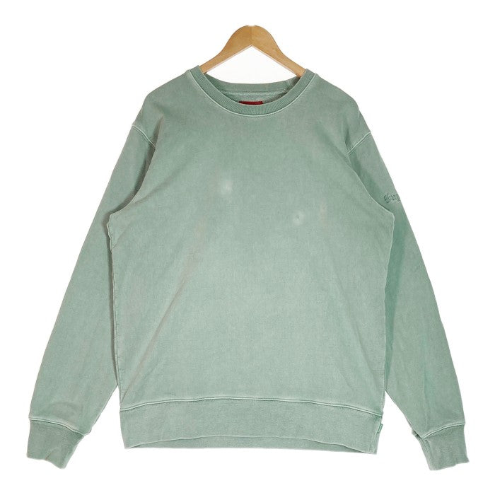 Supreme シュプリーム 17SS Overdyed Crewneck Sweatshirt オーバーダイ クルーネックスウェット 袖ロゴ刺繍 グリーン sizeXL 瑞穂店