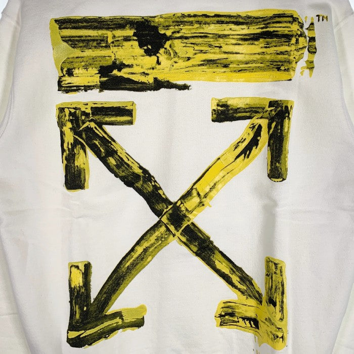 OFF-WHITE オフホワイト 19AW Acrylic Arrows Slim Crewneck アロー バックプリント ペイント スウェットクルーネックトレーナー ホワイト Size M 福生店