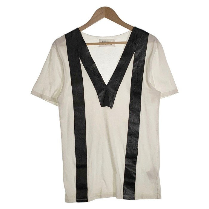 Martin Margiela マルタンマルジェラ M字ラバーコーティング Vネックカットソー 半袖 ホワイト Size 46 福生店
