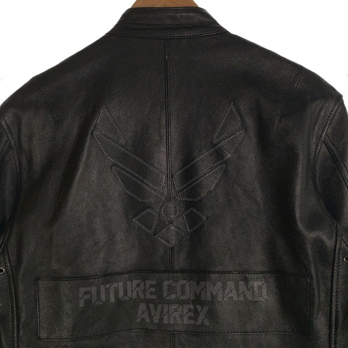 AVIREX アヴィレックス COMAND SINGLE RIDERS コマンドシングルライダースジャケット ラムレザー ブラック 6111037 Size M 福生店