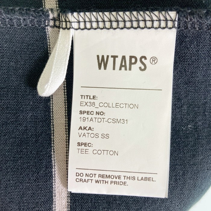 WTAPS ダブルタップス 19SS VATOS SS/TEE.COTTON 191ATDT-CSM31 バトス ショートスリーブ Tシャツ ブラック ボーダー　size:X 01 瑞穂店