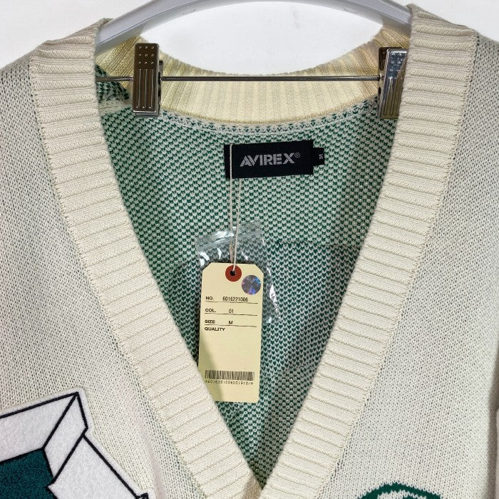 AVIREX アヴィレックス COTTON KNIT CARDIGAN CIRCLE LOGO サークルロゴ コットンカーディガン ホワイト sizeM 瑞穂店