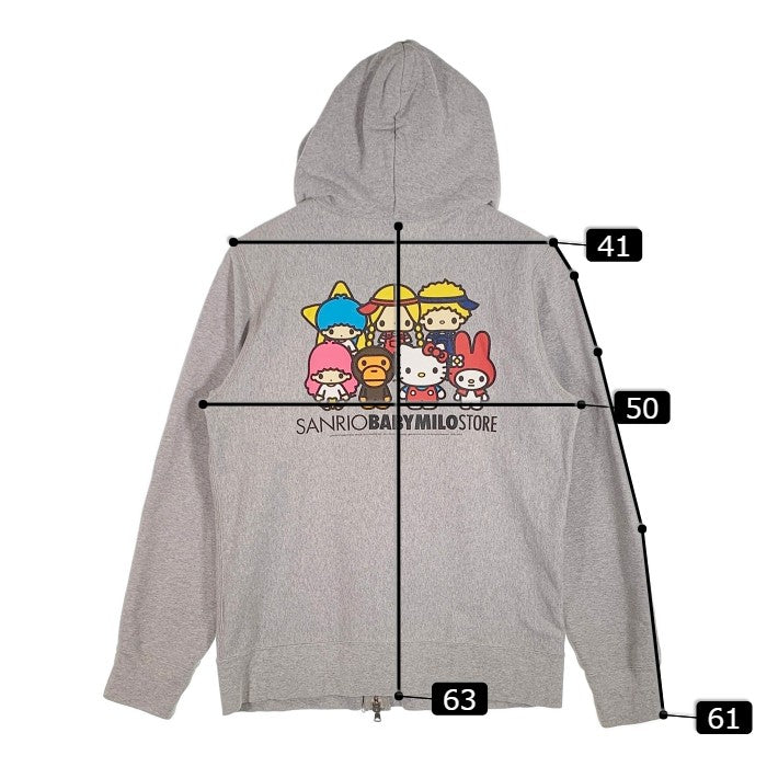 BABY MILO マイロ A BATHING APE アベイシングエイプ SANRIO サンリオ キャラクターズ フルジップスウェットパーカー グレー Size M 福生店