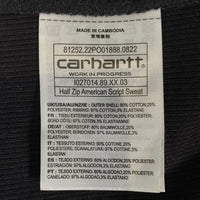 Carhartt WIP カーハート Half Zip American Script Sweat ハーフジップ アメリカンスクリプト スウェット トレーナー ブラック Size S 福生店