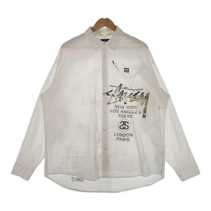 STUSSY ステューシー 22AW WORLD TOUR SHIRT ワールドツアー プリント 長袖シャツ ホワイト Size XL 福生店