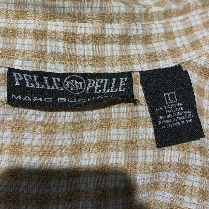 pelle pelle ペレペレ チェックシャツ 長袖 ベージュ ポリエステル レーヨン Size L 福生店