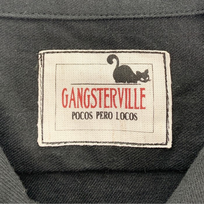 GANGSTERVILLE ギャングスタービル コットン キューバシャツ リップ刺繡 ブラック Size L 福生店