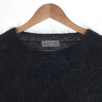 Yohji Yamamoto POUR HOMME ヨウジヤマモト プールオム 10G HALF CARDIGAN FUR FINISH CREW  NECK ハーフカーディガン ファーフィニッシュ クルーネック モヘア ブラック HE-K01-190 Size 3 福生店