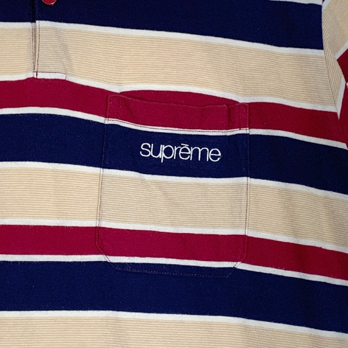 SUPREME シュプリーム 19SS Classic Logo Stripe Polo クラシックロゴ ストライプ ポロ シャツ Size M 福生店