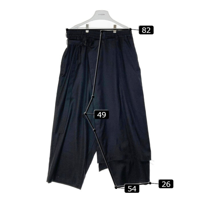 YOHJI YAMAMOTO ヨウジヤマモト UU-P09-101-1-03 S'YTE T/W GABARDINE LEFT WRAP PANTS  ギャバジン レフト ワープパンツ ブラック size3 瑞穂店