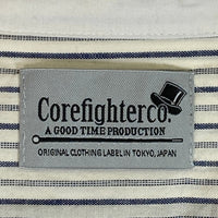 COREFIGHTER コアファイター ストライプ シャツ ホワイト×ネイビー sizeM 瑞穂店