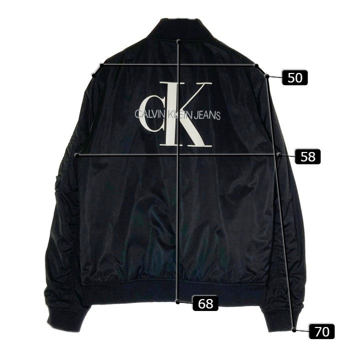 Calvin Klein Jeans カルバンクラインジーンズ バックロゴプリント MA-1 ボンバージャケット ブラック sizeL 瑞穂店