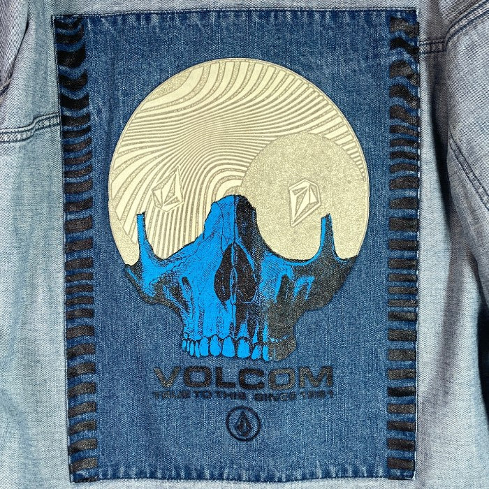 VOLCOM ボルコム リバーシブル デニムジャケット チャイナトグル スカルプリント A2102000 ブルー sizeF 瑞穂店