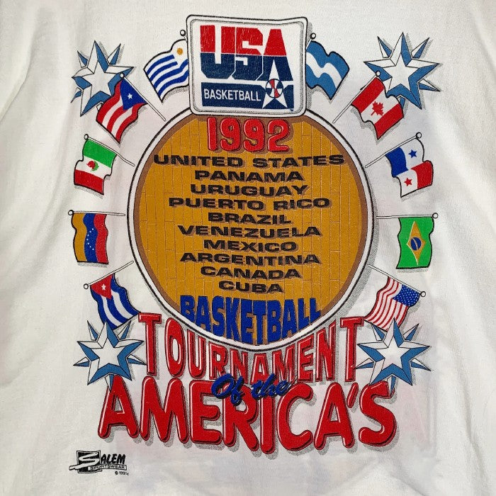 90's 1992 USA BASKETBALL バスケットボール ドリームチーム 両面プリント Tシャツ ホワイト SALEM Size XXL  福生店