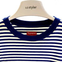 SUPREME シュプリーム 15AW STRIPED LOGO ストライプロゴ ロンT ネイビー sizeL 瑞穂店