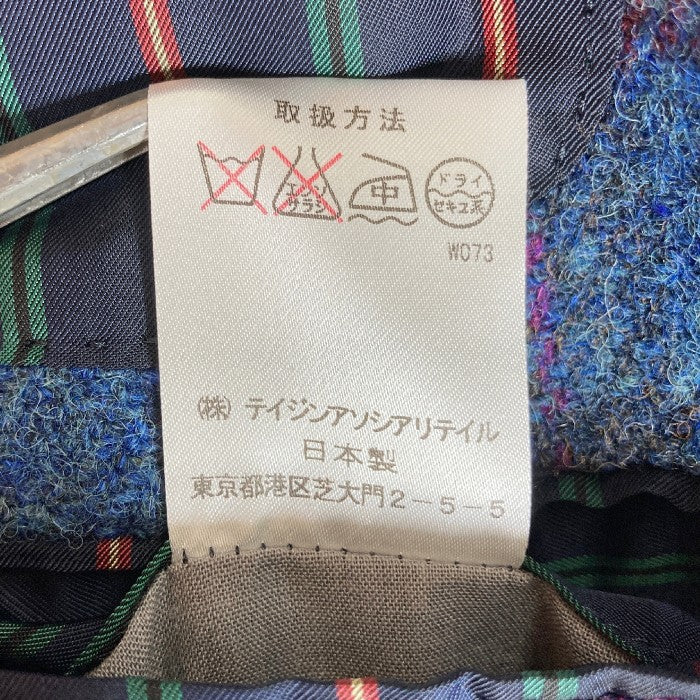 Hariss Tweed × TEIJIN MEN'S SHOP ハリスツィード×テイジン ウール チェックテーラードジャケット ブルー size44 瑞穂店