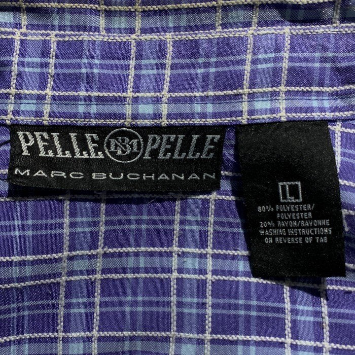 pelle pelle ペレペレ チェックシャツ 長袖 パープル ポリエステル レーヨン Size L 福生店