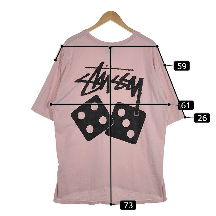 STUSSY ステューシー ダイス プリントTシャツ サイコロ ピンク Size XL