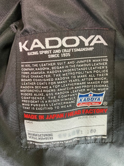 KADOYA カドヤ レザージャケット シングルライダース ASV1  ステアハイド 日本製 ブラック  size40 瑞穂店