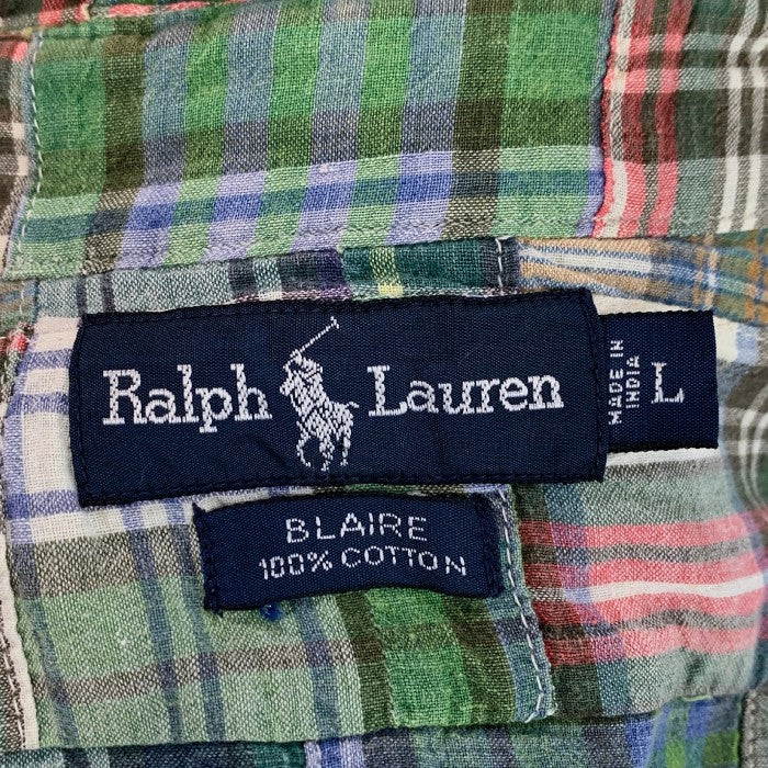 Ralph Lauren ラルフローレン BLAIRE ボタンダウン パッチワーク マドラスチェックシャツ Size L 福生店