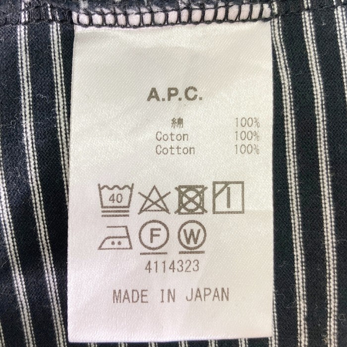 A.P.C. アーペーセー ボーダー ロゴ刺繍 Tシャツ ブラック sizeXL 瑞穂店