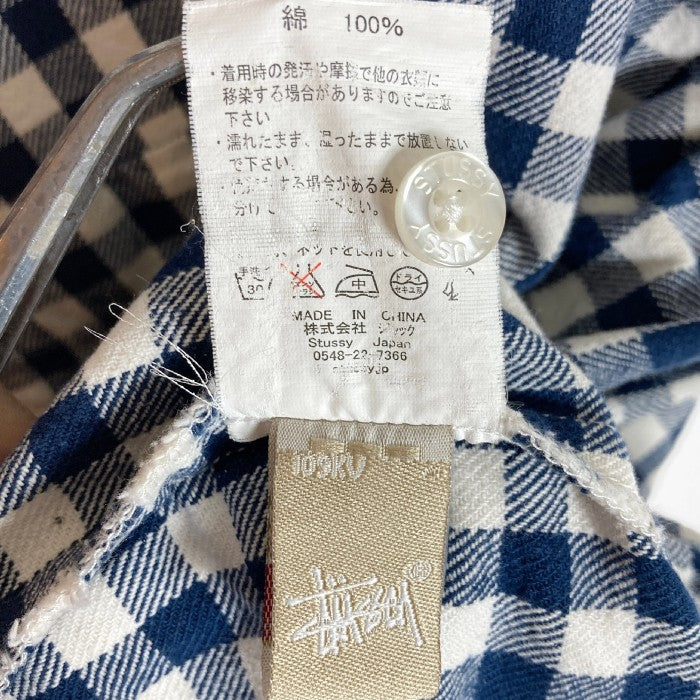 STUSSY ステューシー 七分袖 コットンシャツ ブラウス Shirt Blouse STUSSY AUTHENTIC GEAR ギンガムチェック ネイビー sizeM 瑞穂店