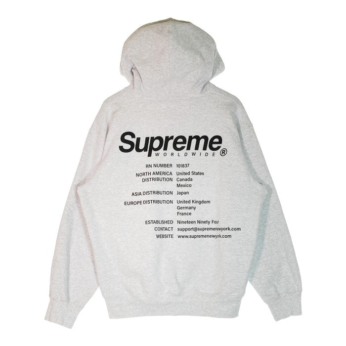 SUPREME シュプリーム 23SS Worldwide Hooded Sweatshirt スェットパーカー グレー sizeL 瑞穂店