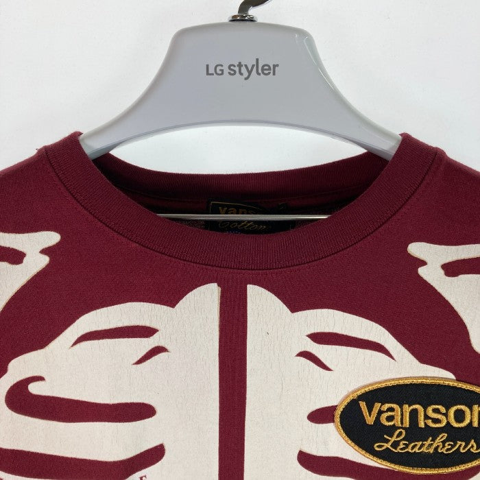 VANSON バンソン ボーン 半袖Tシャツ 臙脂 sizeL 瑞穂店